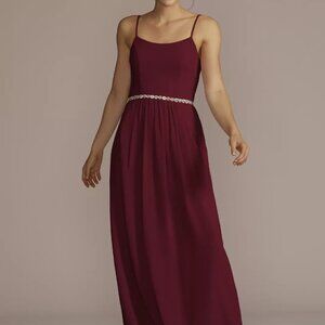 Chiffon A-Line Dress - Wine